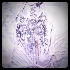 Medium white shirt with cross and wings print